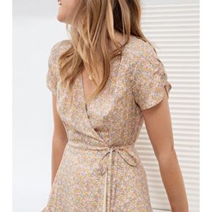 micro floral wrap mini dress